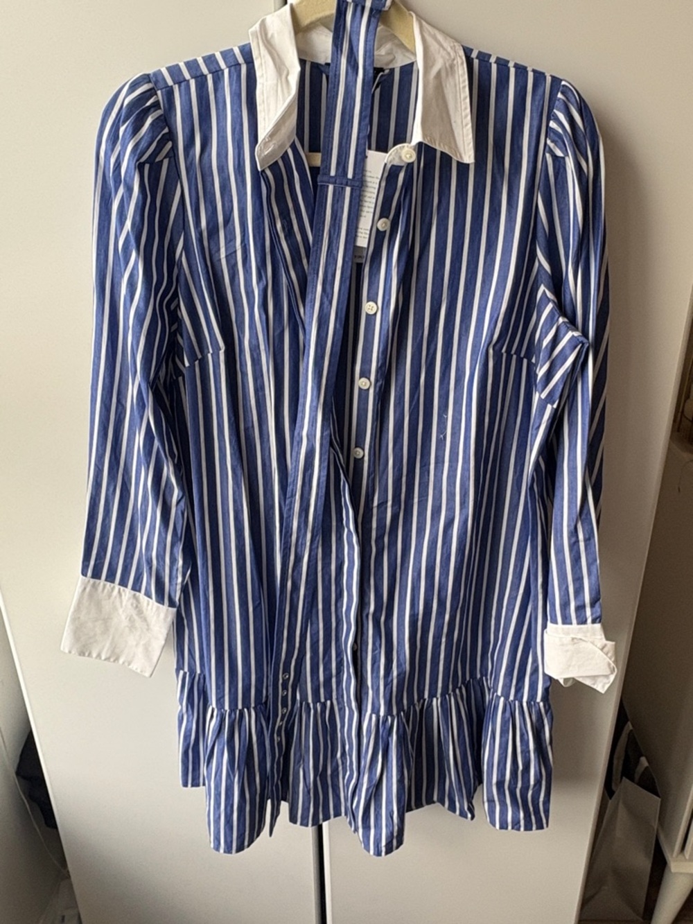 J. Crew Blue and White Vertical Stripe drop waist dress